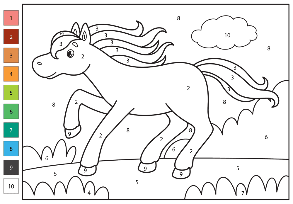 Mustang Color By Number Coloring Page Md Coloring Page — Free Printable — free printable coloring page